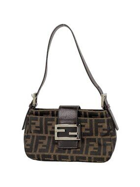Fendi Zucca Pattern Handbag Logo Canvas Brown